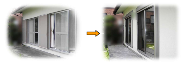 シャッター付きサッシ